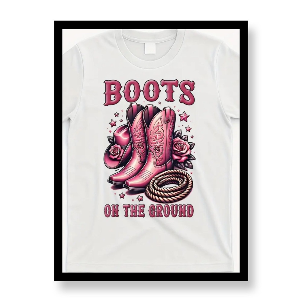 ‼️‼️Clearance-Women’s Pink Boots Graphic T-Shirt
